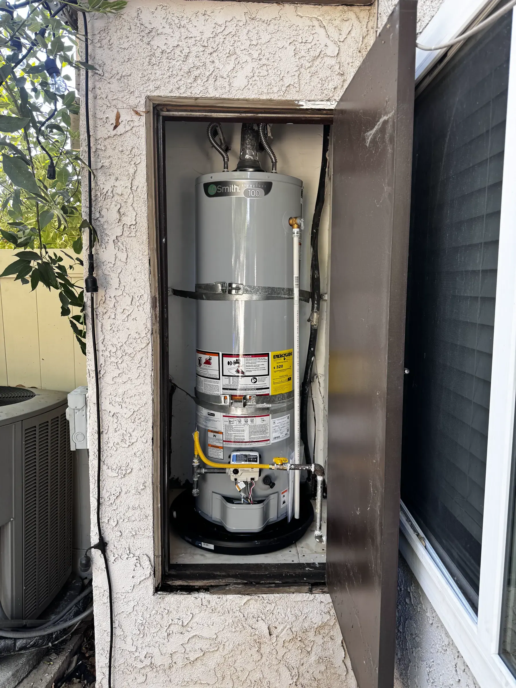 Water heater in a service area