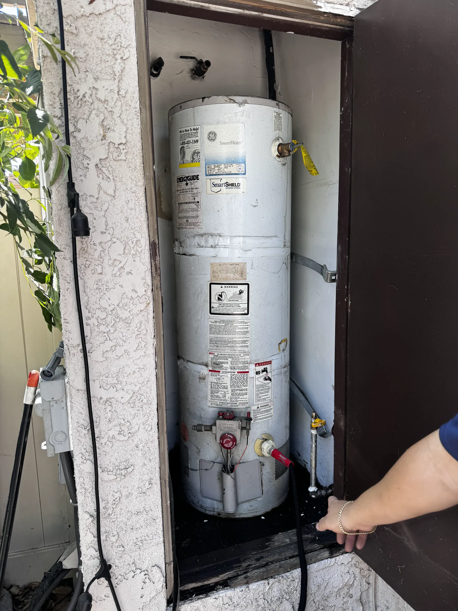 Water-heater equipment photographed during field work