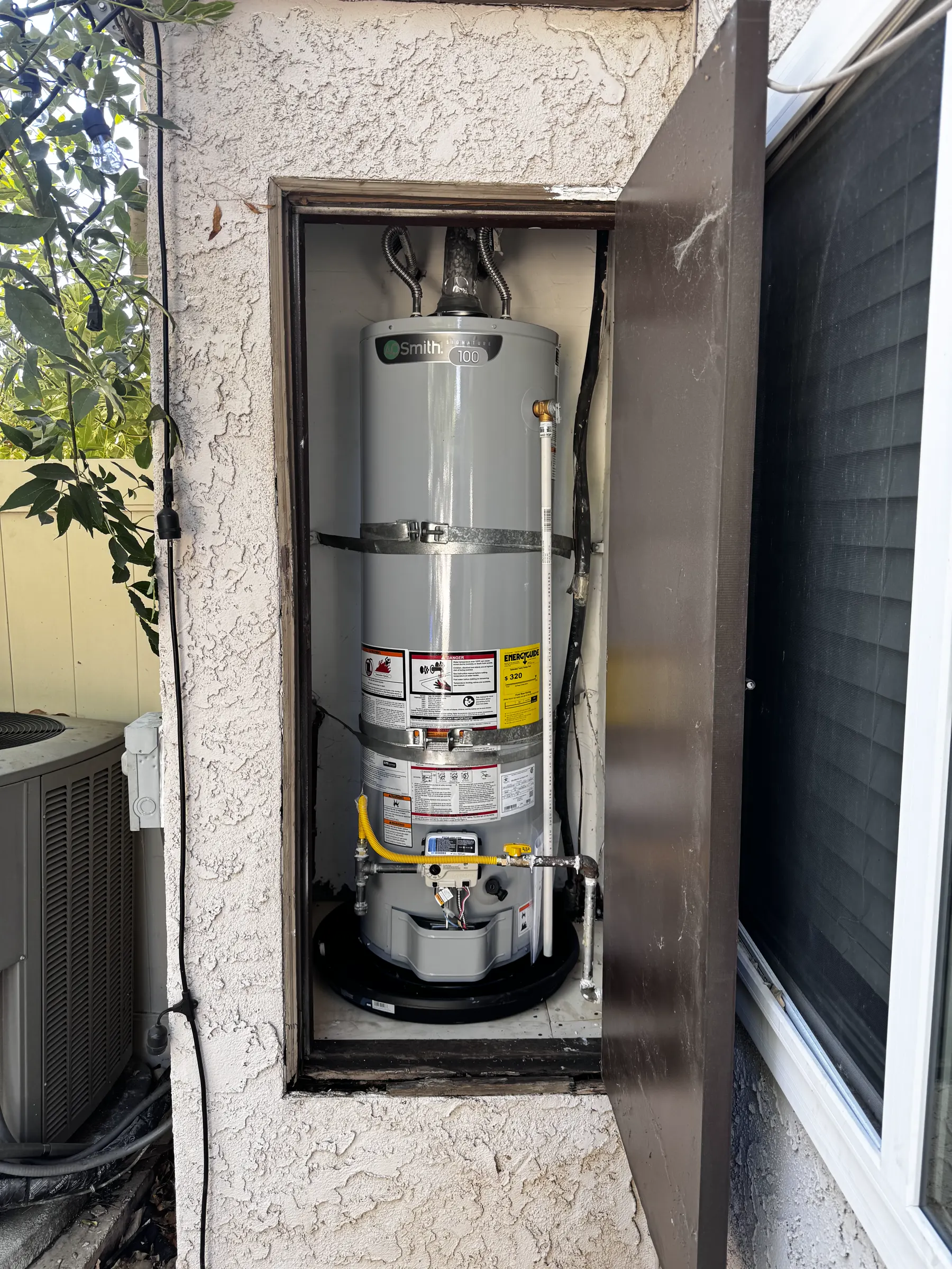 Water heater in a service area